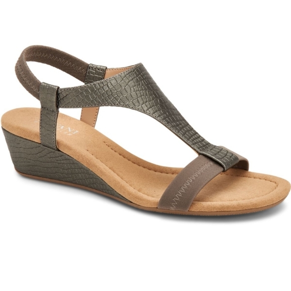 Alfani Shoes - Alfani Step 'N Flex Vacanzaa Wedge Sandals Pewter Croc -5